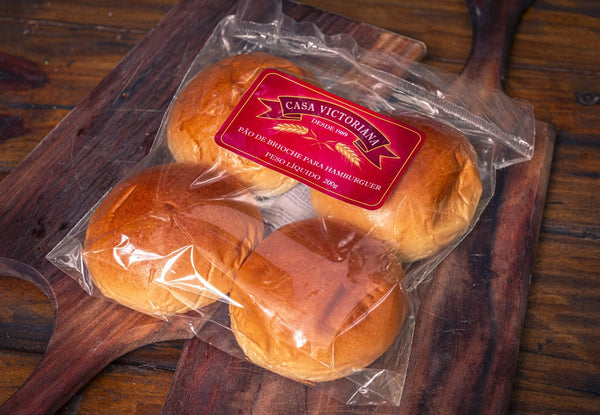 Pão de Brioche para Burger - Casa Victoriana - pacote com 4 unidades